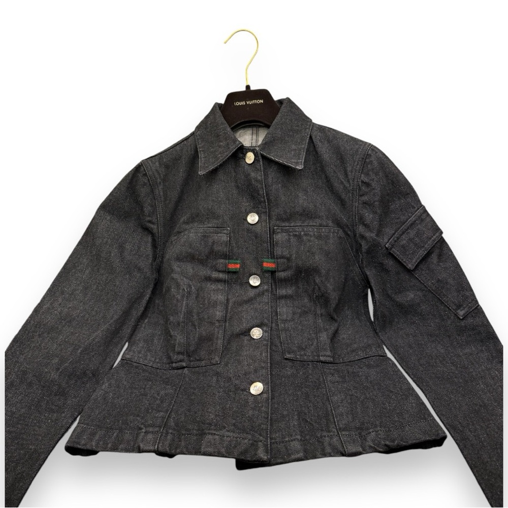 ❌SOLD❌GUCCI Authentic Denim Jean Black Jacket Size Small | 9901566💚 - Picture 8 of 17